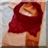 H61. Lot including 2 cashmere pashminas and 1 crocheted wrap. - $75 